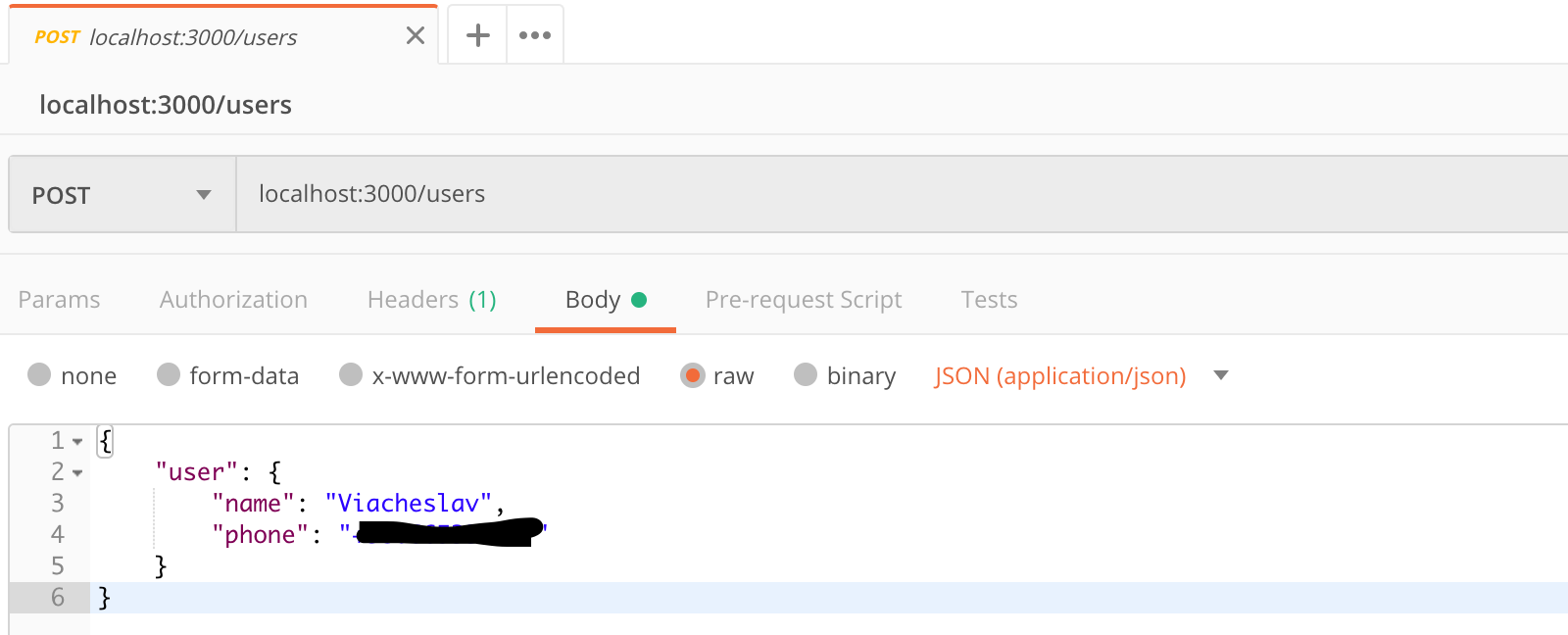 POST Request to “/users”